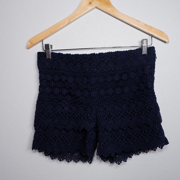 Ann Taylor Loft Navy Blue Lace Dressy Shorts - Picture 3 of 6